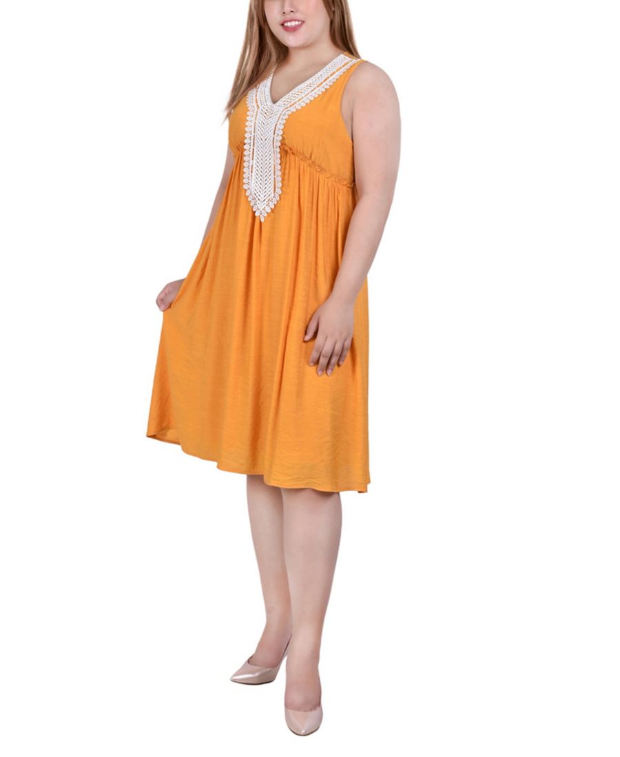 

Платье без рукавов большого размера с кружевной отделкой NY Collection, Golden Glo