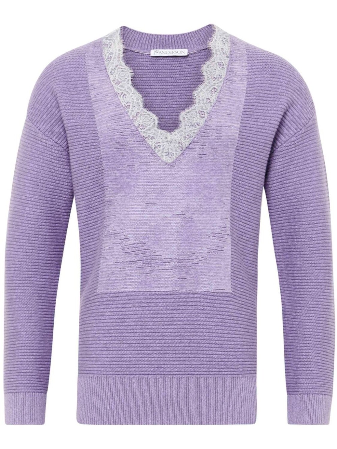 

JW Anderson свитер с V-образным вырезом и кружевом, фиолетовый