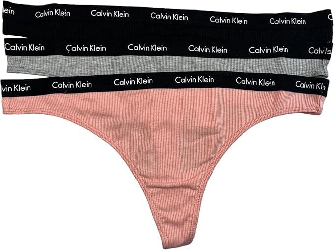 

Женские хлопковые стринги Calvin Klein в рубчик, 3 шт., Black(Qp2411-660)/O_G)