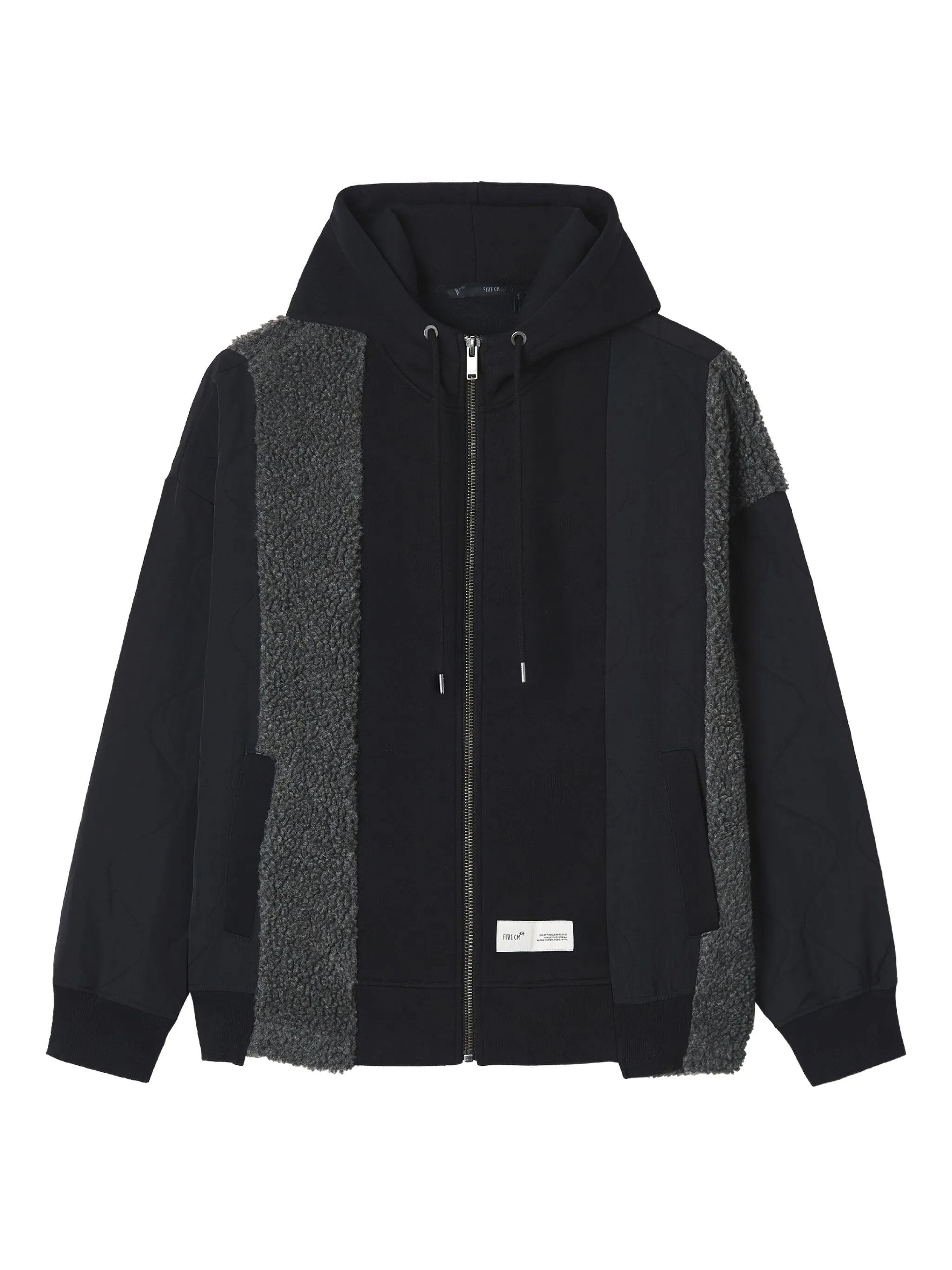 

Худи на молнии с флисовой вставкой Five Cm, черный