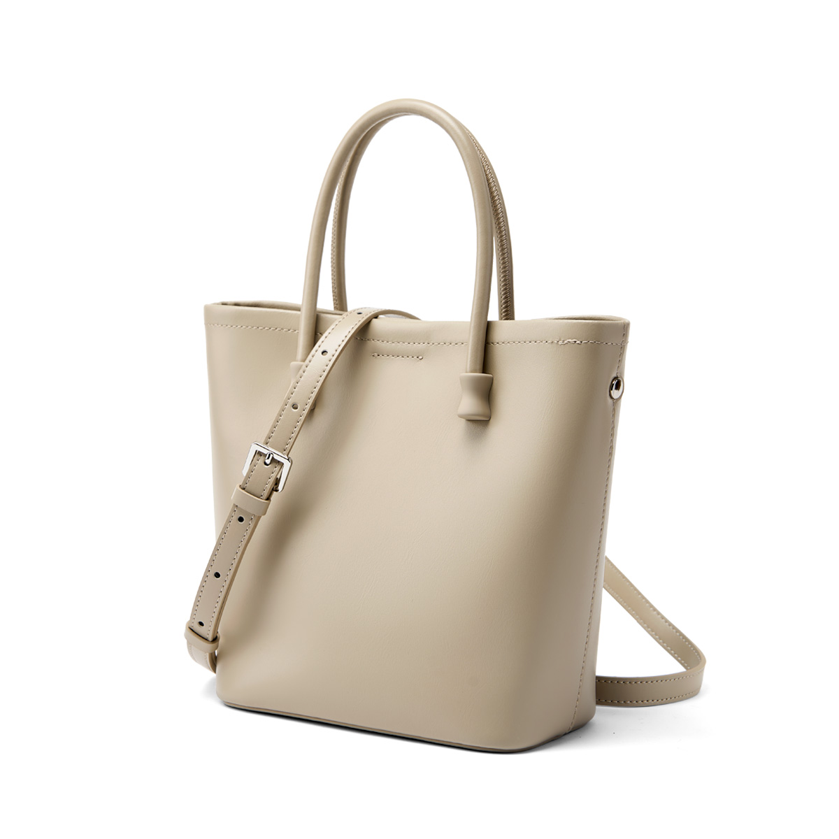 

LOLLiPOPS Кожаная сумка-ведро через плечо женская экрю/серо-бежевая, Foam Gray