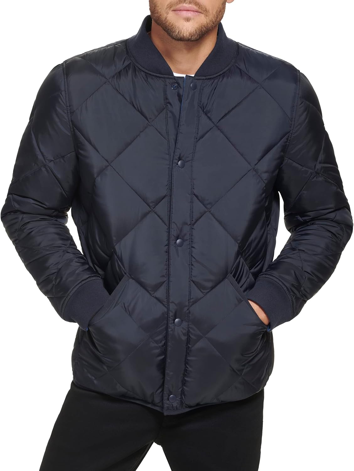 Мужская двусторонняя стеганая куртка Calvin Klein с ромбовидным узором, Reversible True Navy — фото 2