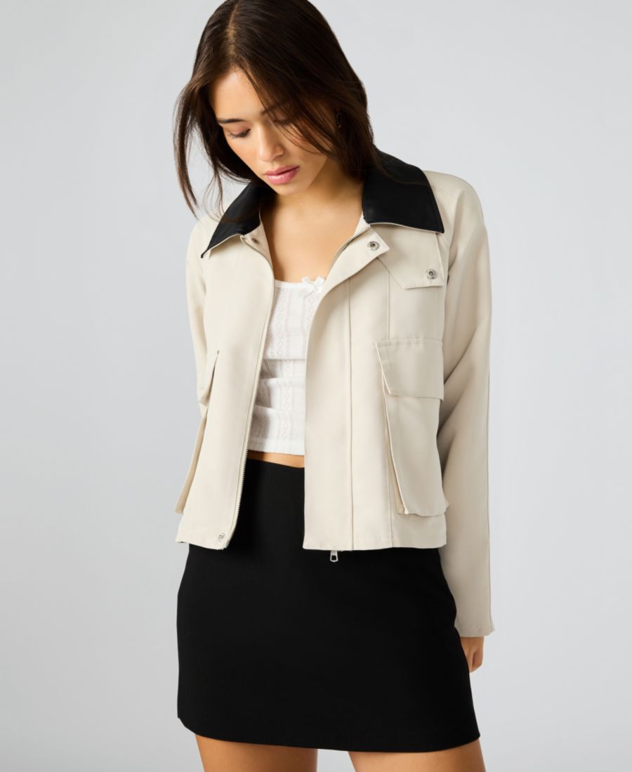 

Женская куртка Justina с контрастным воротником Steve Madden, Oatmeal