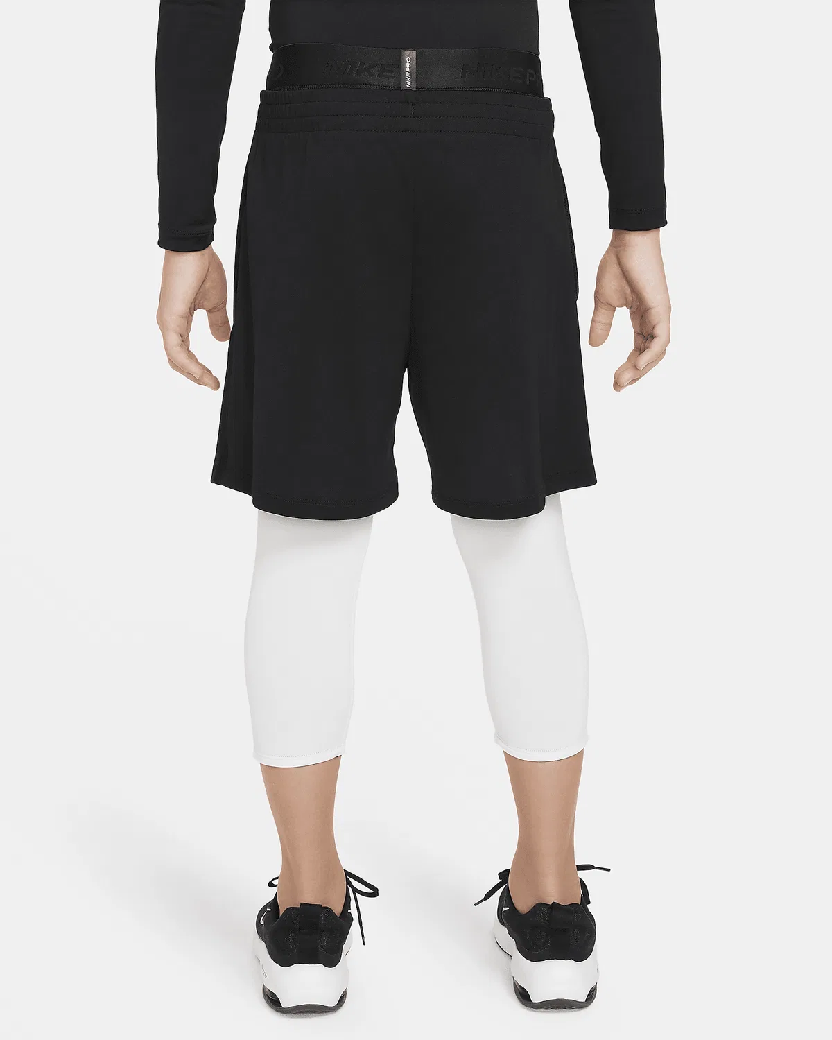 Детские (мальчики) тайтсы Nike Pro Dri-FIT 3/4, White/White/Black — фото 2