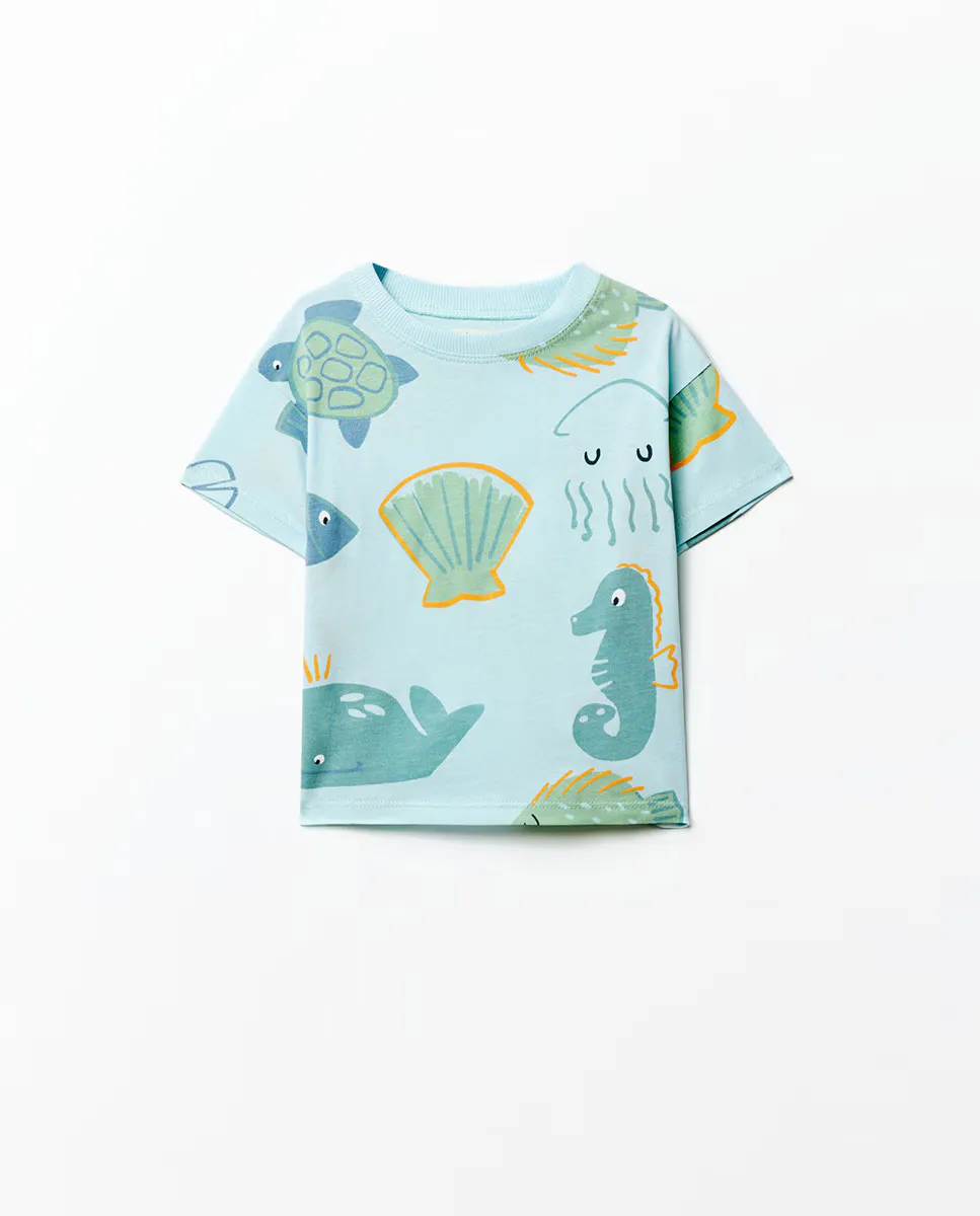 

Футболка с изображением кита Sfera, бирюзовый