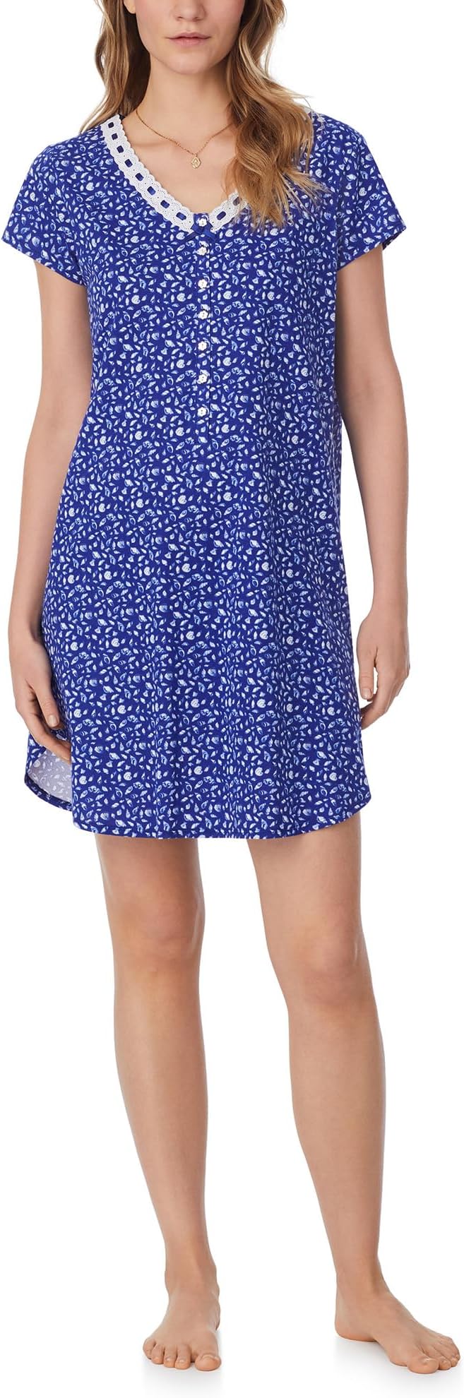 

Ночная рубашка Eileen West Short Cap Sleeve Sleepshirt, цвет Navy Ground Shells