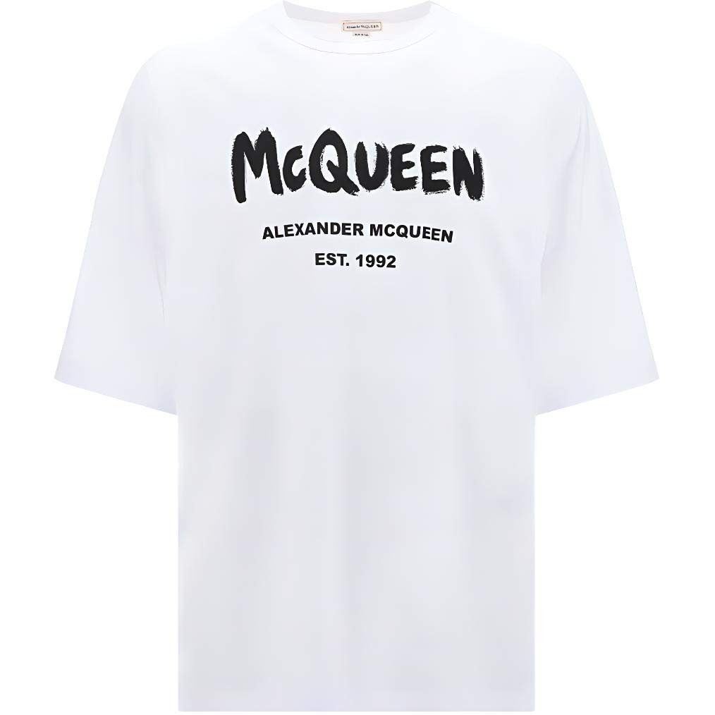 

Alexander McQueen Футболка мужская с принтом логотипа, белая