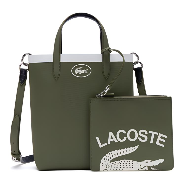 

LACOSTE Поливинилхлоридная сумка-шоппер Плечевая сумка Черезплечная сумка Женская сумка Среднего размера Оливковый и темно-синий, Olive Green & Dark Blue