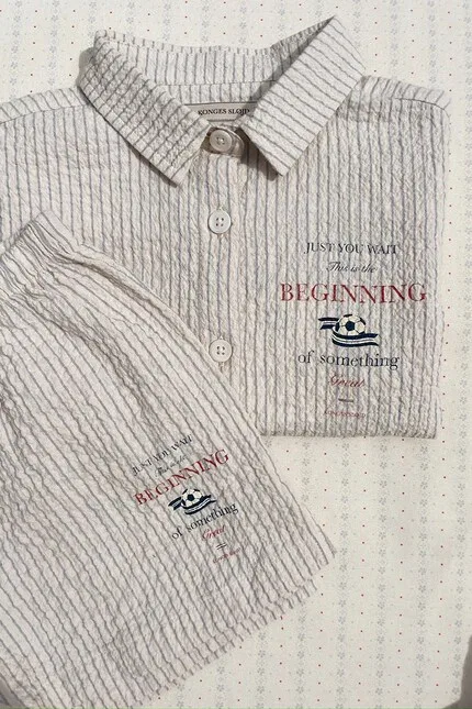 Рубашка хлопковая с эластаном Elliot SS Shirt Konges Sløjd, бежевый — фото 4