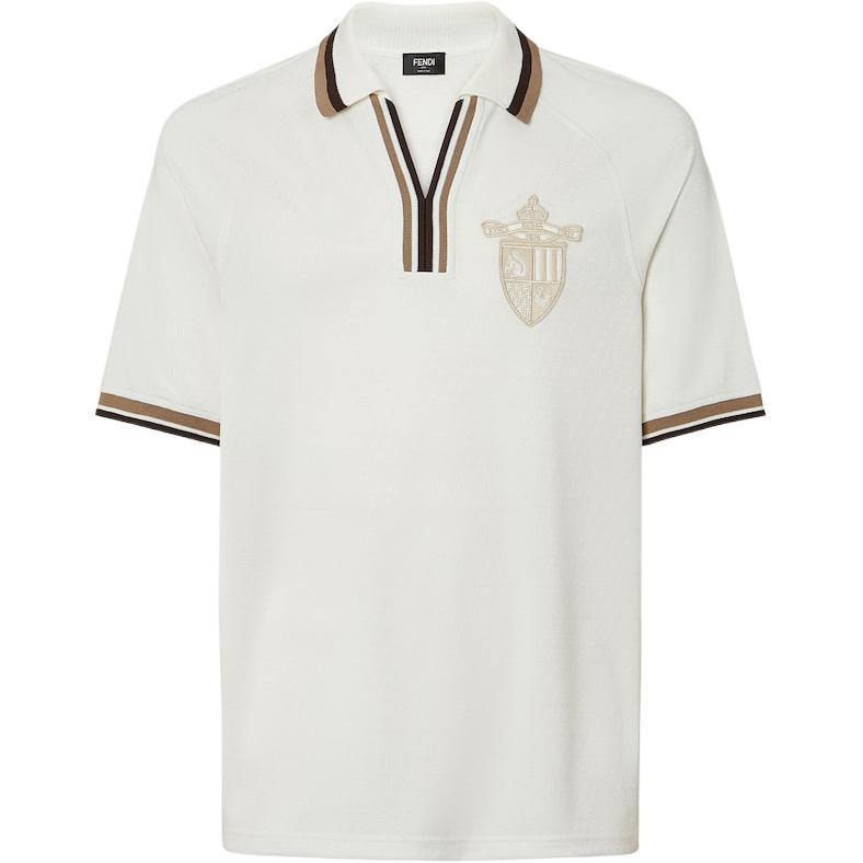 

Короткий поло с вышивкой Crest FENDI, белый