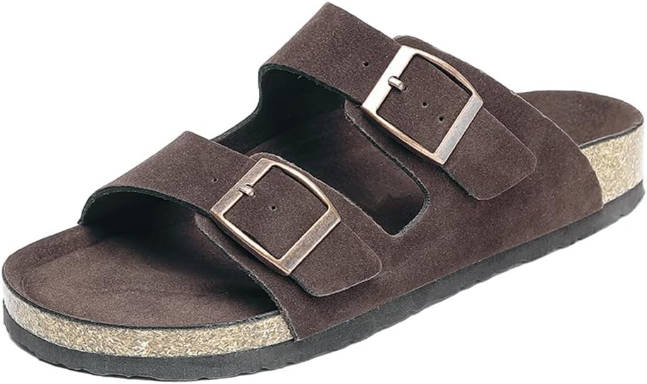 

Мужские сандалии YONGJIA с поддержкой свода стопы, шлепанцы с регулируемыми ремнями и пробковой стелькой, темно-коричневый