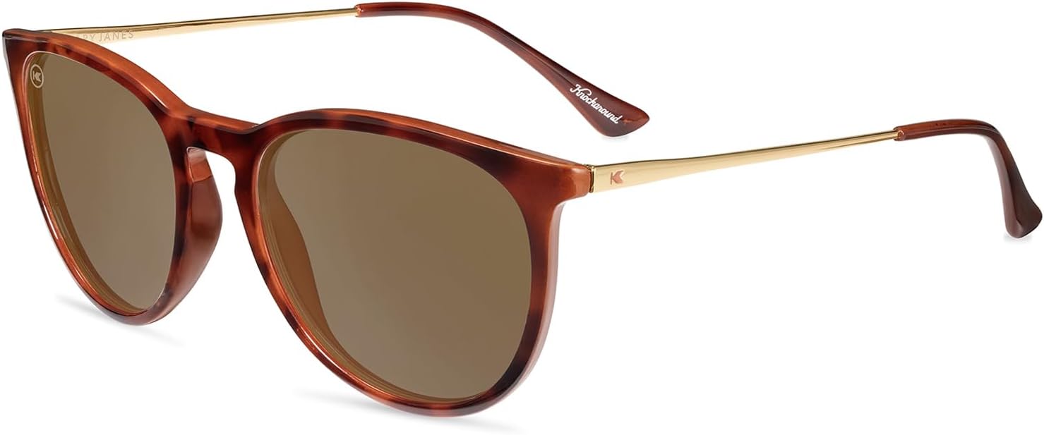 

Поляризованные солнцезащитные очки Knockaround Mary Janes для женщин и мужчин - круглые солнцезащитные очки - защита от УФ-излучения UV400, Blonde Tortoise Shell / Amber
