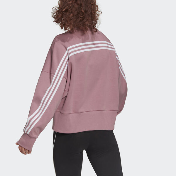 Свитер w fi 3s crew stripe sports round neck pullover long sleeves purple pink hoodie Adidas, бежевый — фото 3