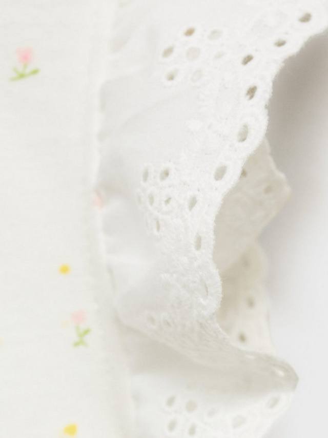 Детский хлопковый пижамный комплект с цветочным принтом Mango, Natural White — фото 4