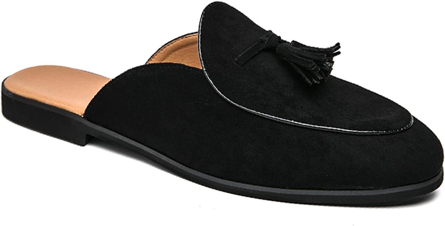 

Мужские замшевые лоферы BHDJK с кисточками, летние с круглым носком, легкие, без шнуровки, противоскользящие, повседневные мокасины для работы и вечеринок, черный