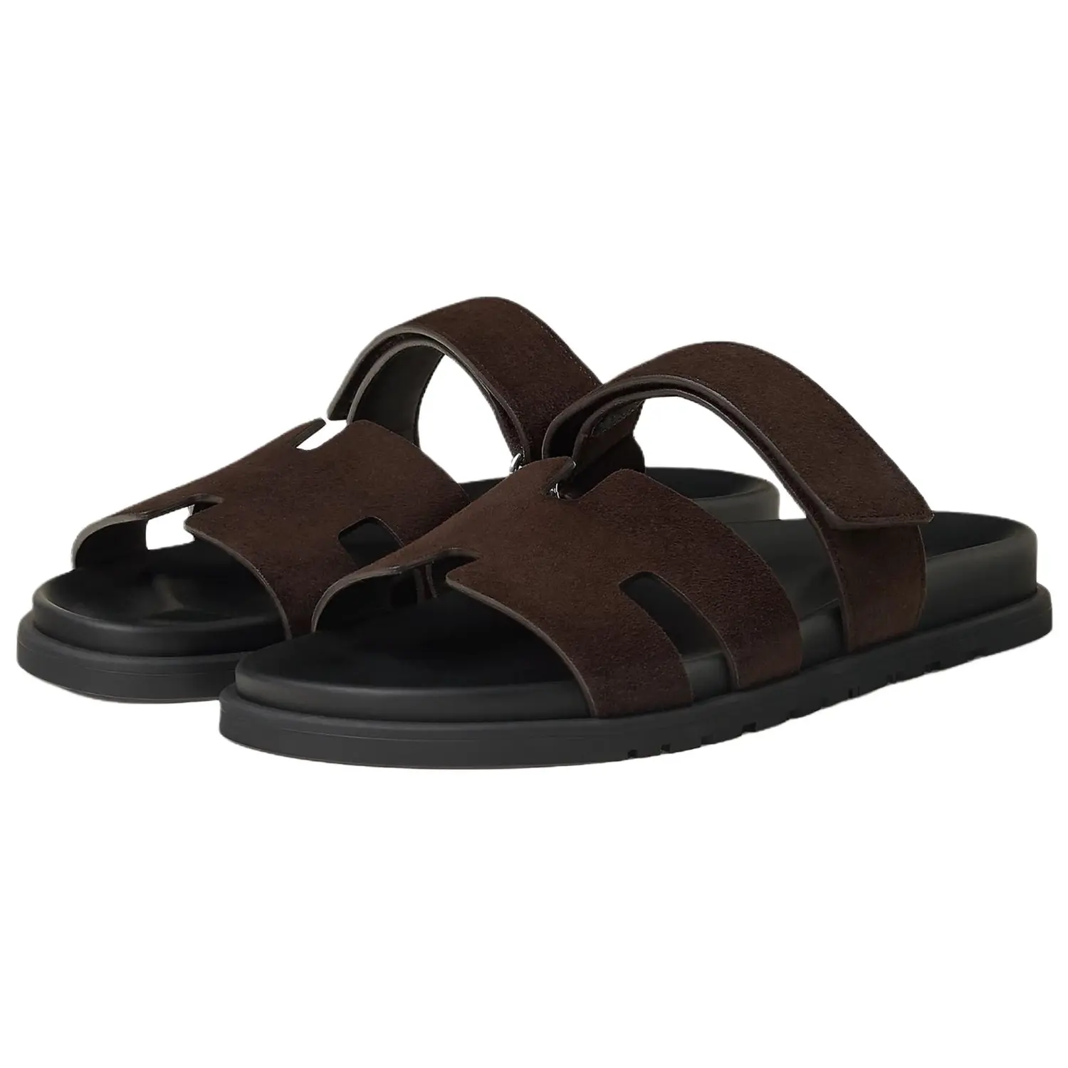 HERMES Chypre Slide Slippers 1.2cm мужские коричневые — фото 4