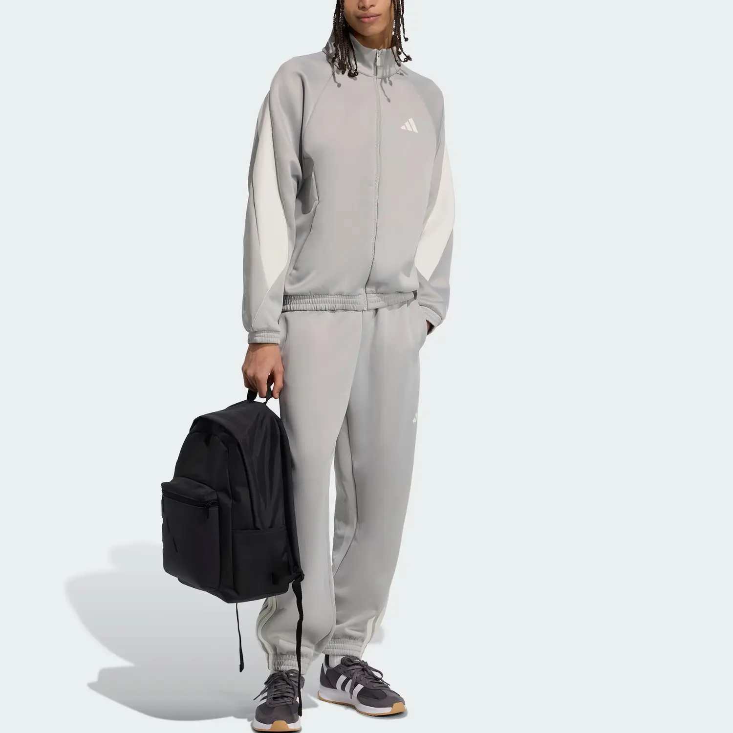Adidas Спортивная куртка стадионная мужская, Metallic Gray/Jade White — фото 3