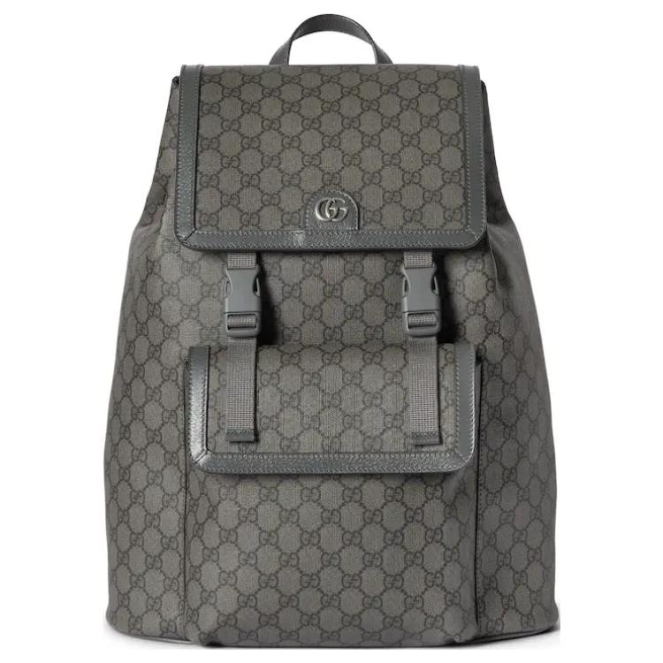 

GUCCI Мужской рюкзак-туба Ophidia Canvas с кожаным переплетом, серый и черный