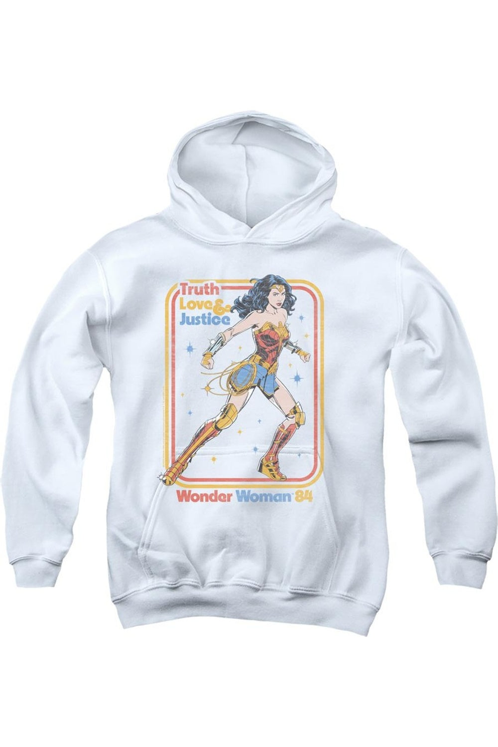 

Толстовка с капюшоном Wonder Woman 84 Retro Justice 84 для детей Gildan, белый