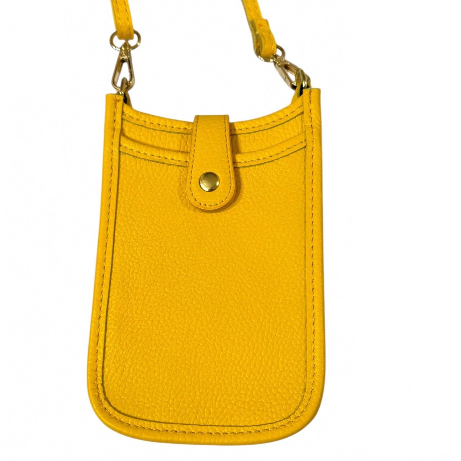 

Женская маленькая кожаная сумка-кроссбоди в солнечно-желтом цвете Made in Italy