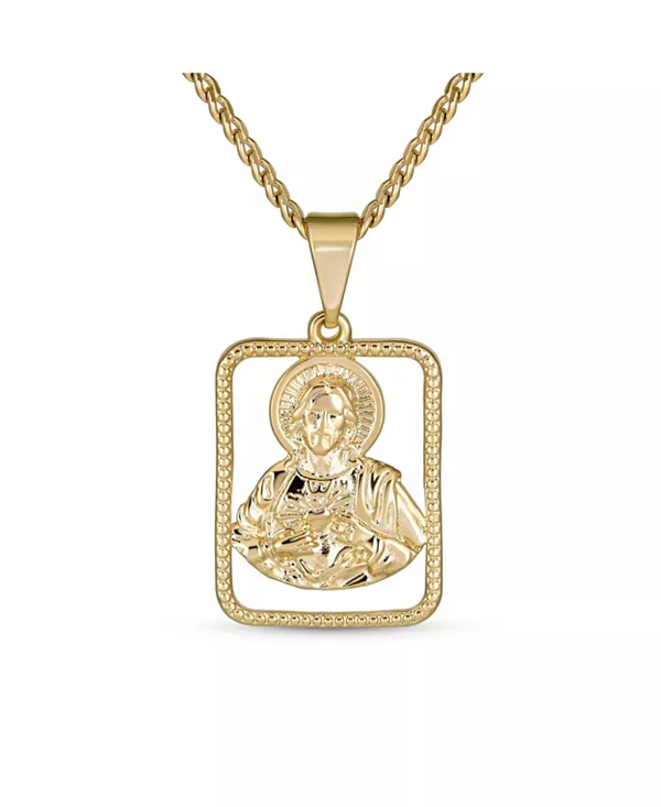 

Религиозный металлический медальон с портретом, ликом Иисуса Христа, ожерелье с подвеской, покрытый желтым золотом Bling Jewelry, yellow