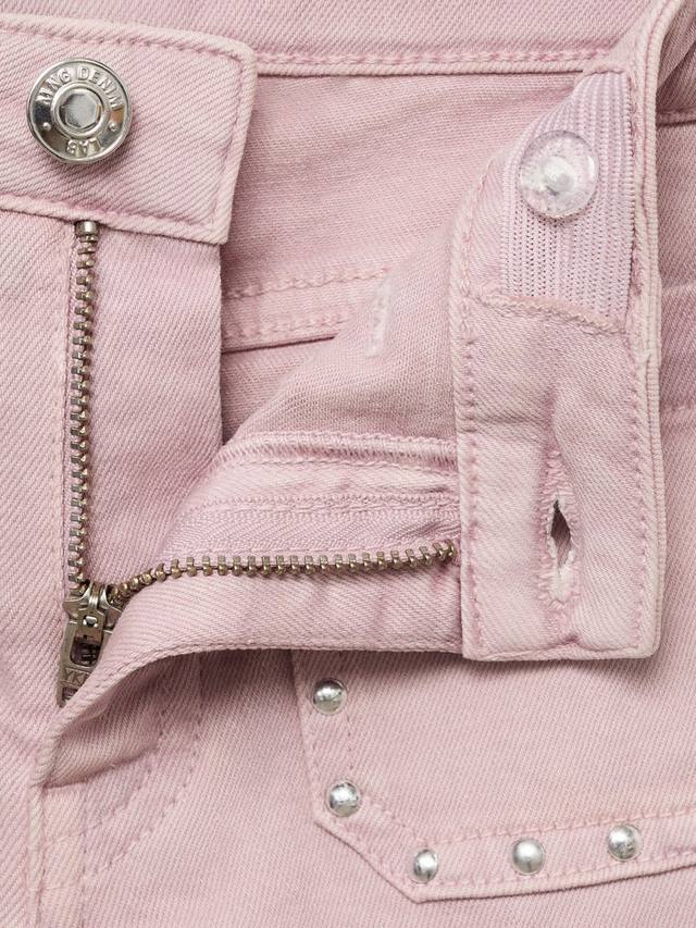 Детские джинсы с заклепками и рваными краями клеш Mango, Lt-pastel Purple — фото 4