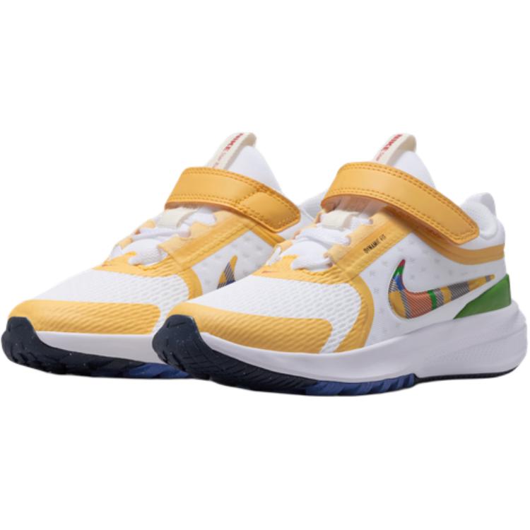 Кроссовки для бега Star Runner 5 Rebound Breathable Support с низким верхом для детей от 3 до 7 лет Nike, белый/желтый — фото 3