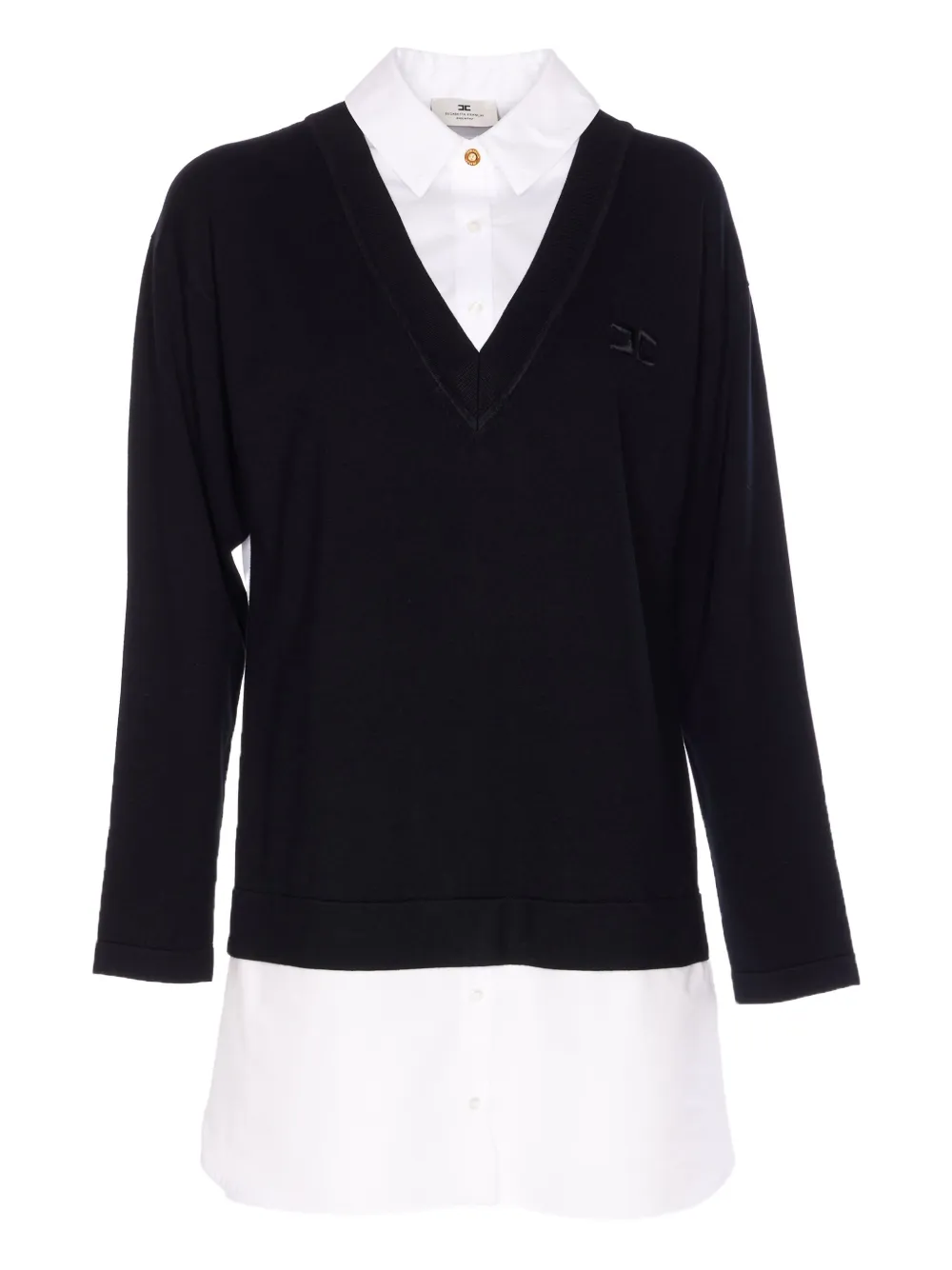 

Мини-платье с V-образным вырезом и вышитым логотипом Elisabetta Franchi, черный