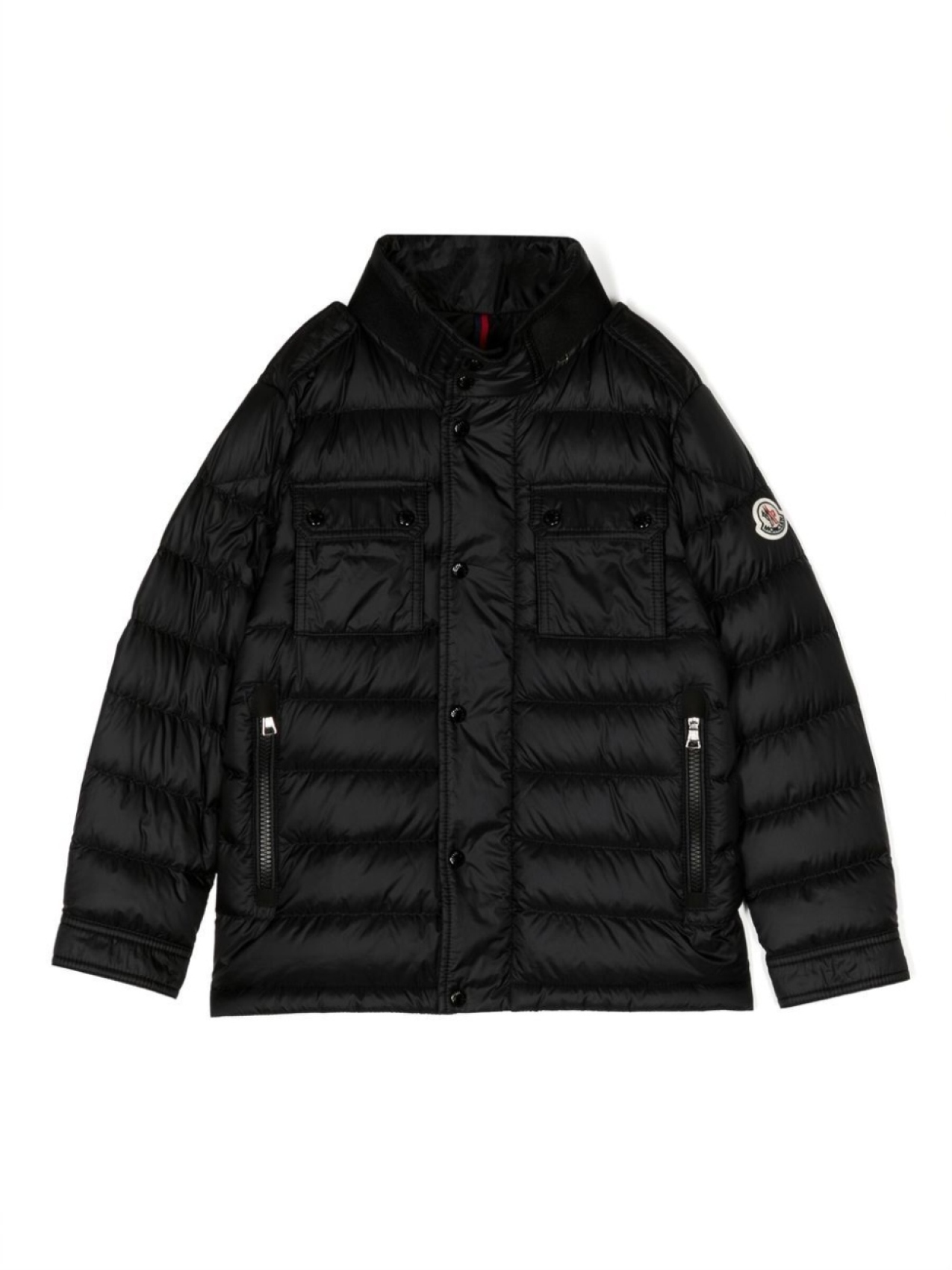 

Пуховик с нашивкой-логотипом Moncler Enfant, черный