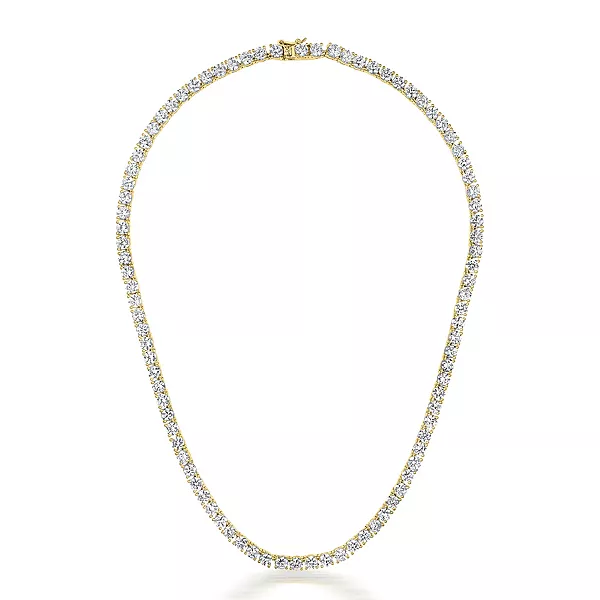 

Теннисное ожерелье из стерлингового серебра с прозрачными кубическими цирконами 4 мм Genevive, gold