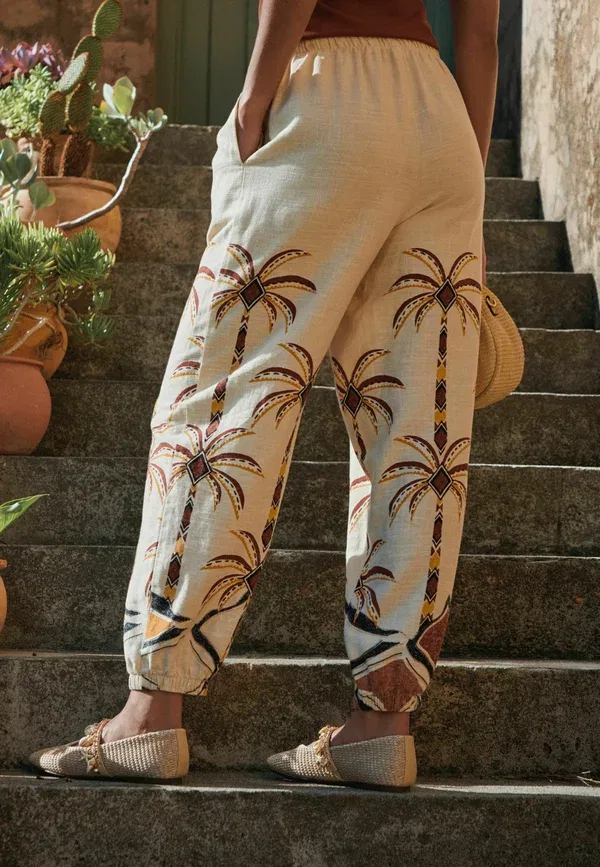 Брюки Next, neutral palm print, нейтральный пальмовый принт — фото 3