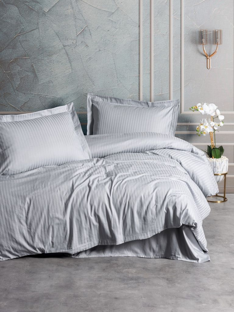 

L'Essentiel Linge de Maison, Stripe - Grey, Комплект пододеяльников Satin King (FR), серый, 100 % хлопковый сатин, 240 x 220 см