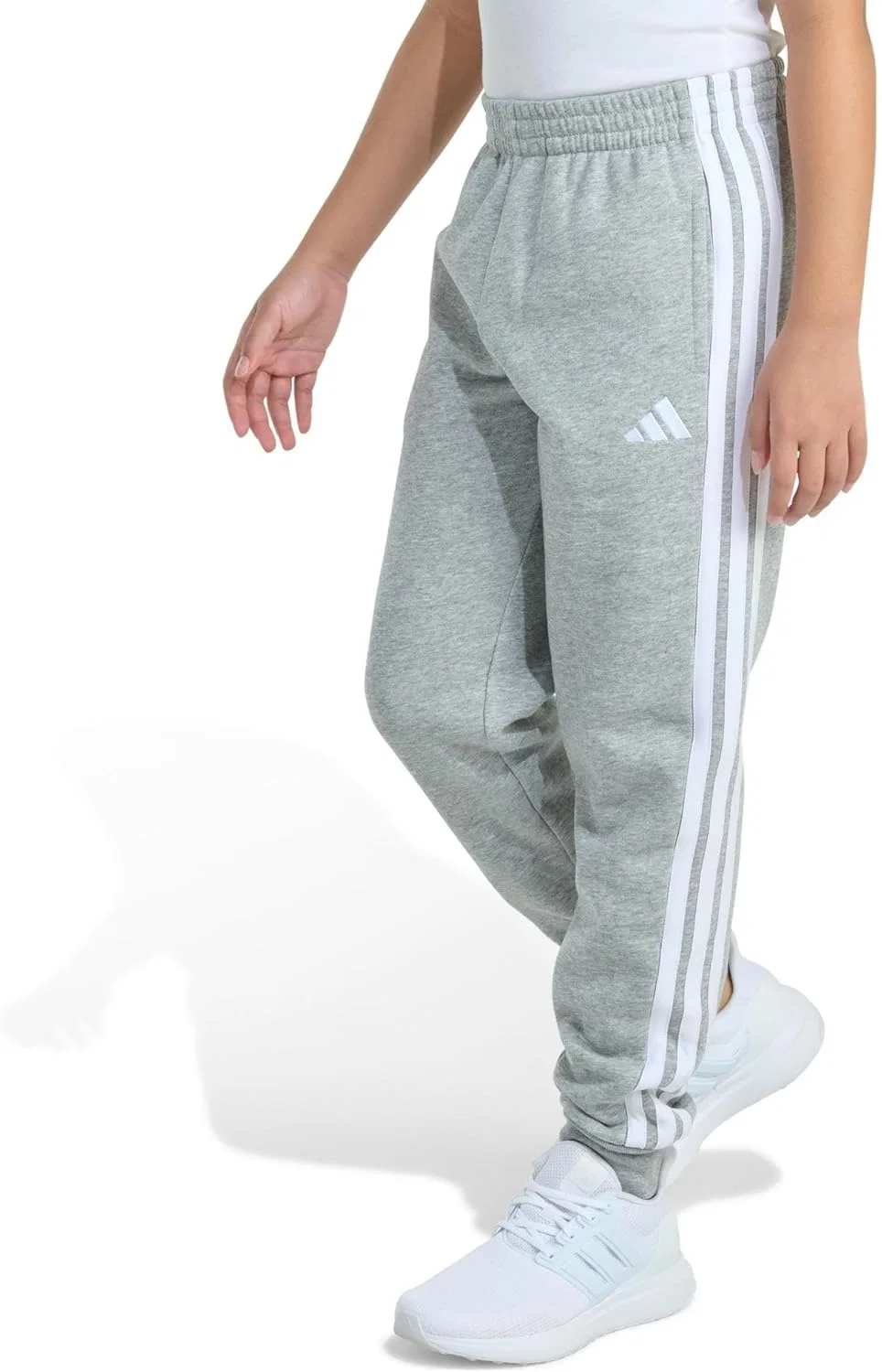 Детские флисовые спортивные брюки Adidas с тремя полосками, Medium Grey Heather — фото 3