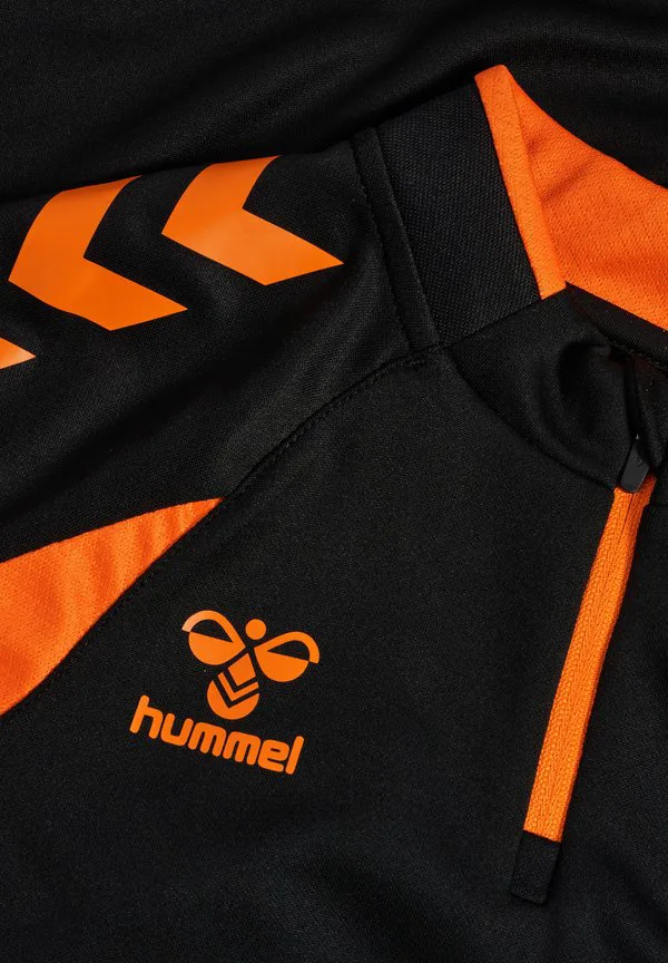 2.0 топ с длинными рукавами и молнией до середины груди Hummel, Black Orange Tiger — фото 3