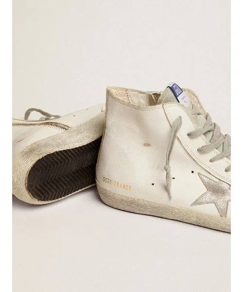 Мужские высокие кожаные кроссовки Francy GOLDEN GOOSE белые — фото 3