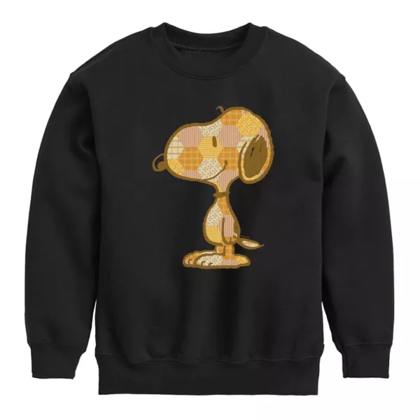

Мальчики 8-20 флисовая толстовка с аппликацией Snoopy в стиле пэчворк Licensed Character, черный