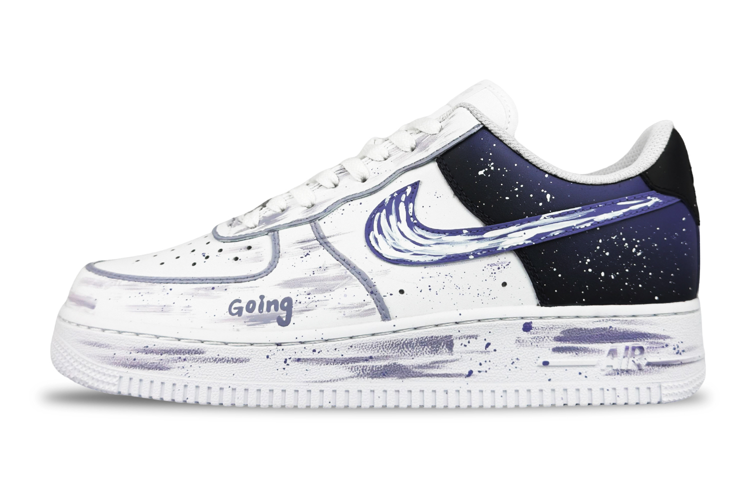 

Nike Кроссовки для скейтбординга Air Force 1 Galaxy Abrasion Resistant низкие мужские черные фиолетовые