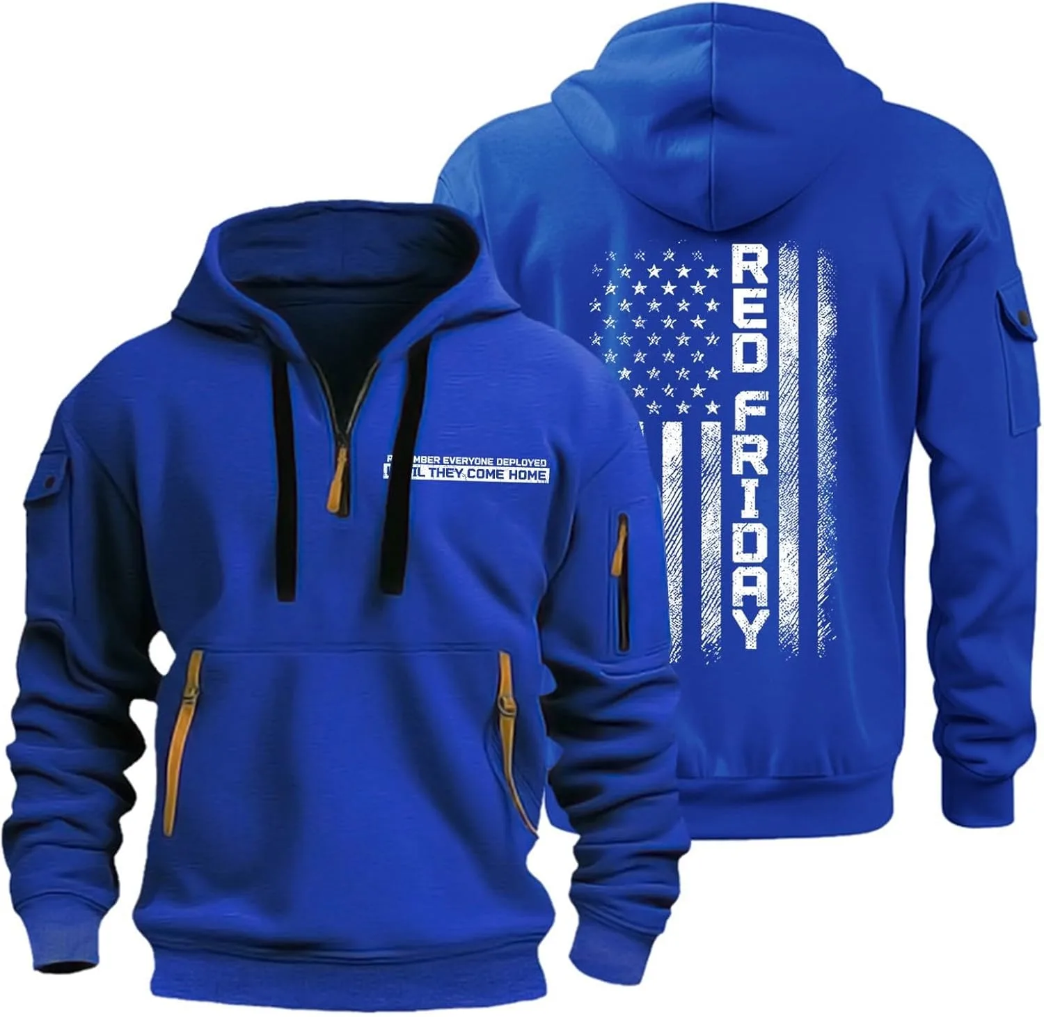 

Мужская худи с четвертью молнии и карманами Slim Fit