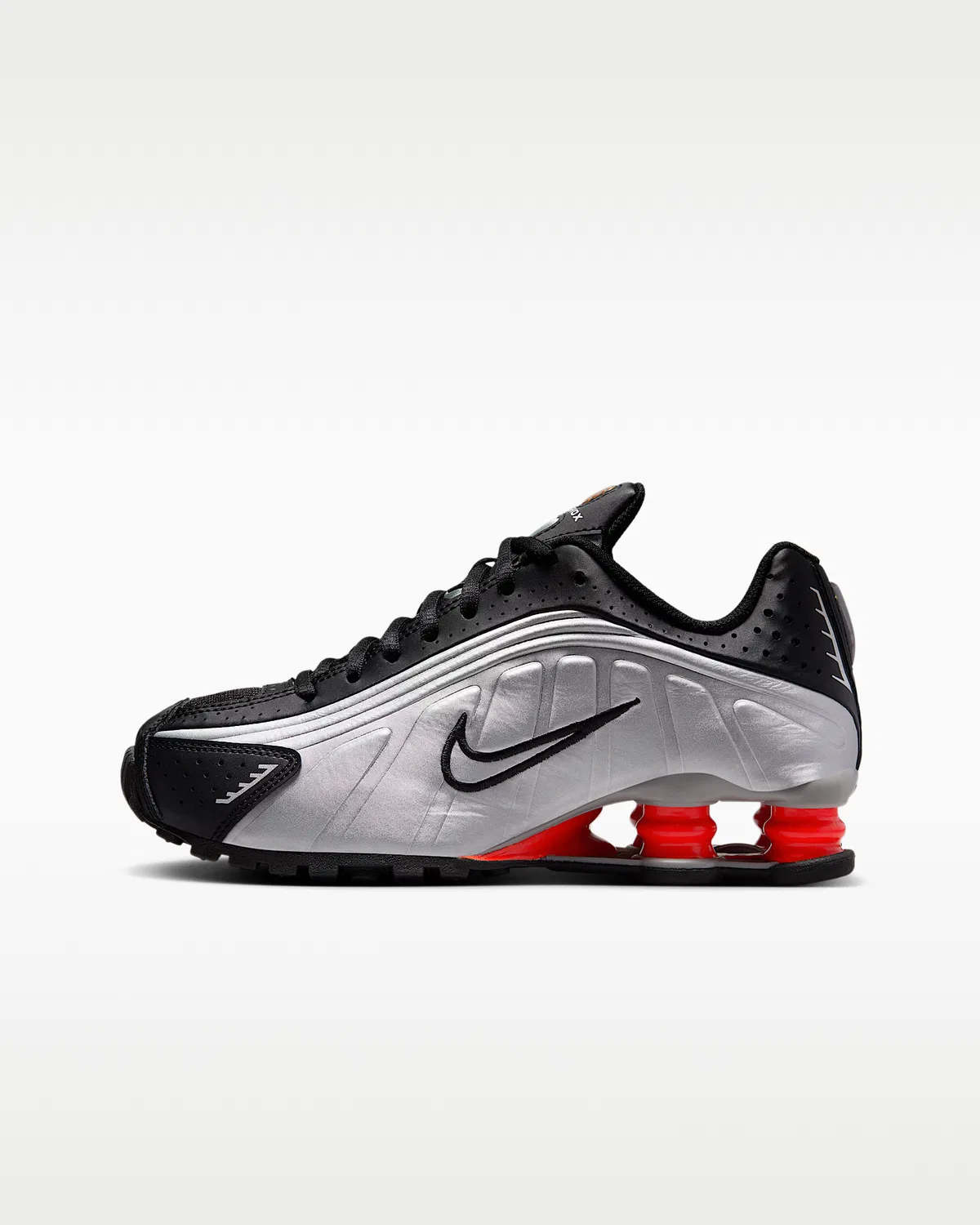 Детские кроссовки Nike Shox R4, Metallic Silver/Black/Picante Red/Metallic Silver