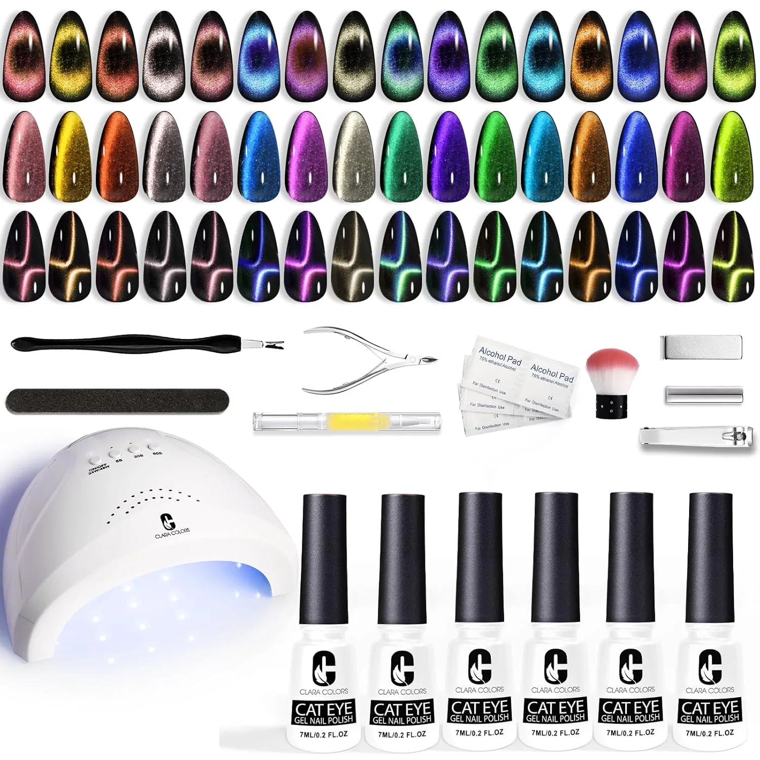 Набор гель-лаков Clara Colors Cat Eye с УФ-лампой Clara Colors