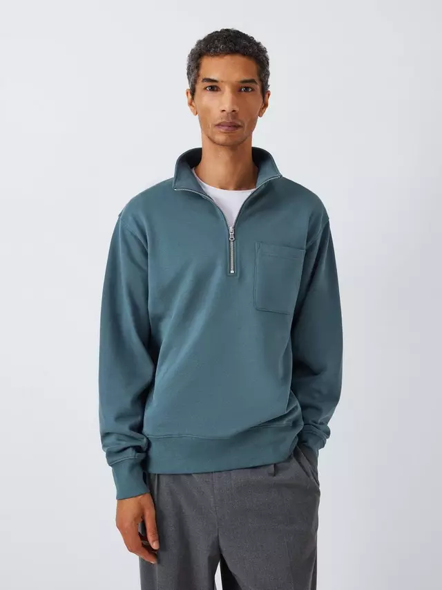 

Толстовка John Lewis Half-Zip Cotton Sweatshirt, Orion, цвет orion