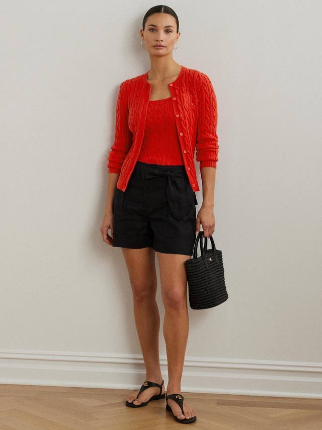 

Кардиган из кабельной вязки Lauren Ralhan Ralph Lauren, Bright Vermilion