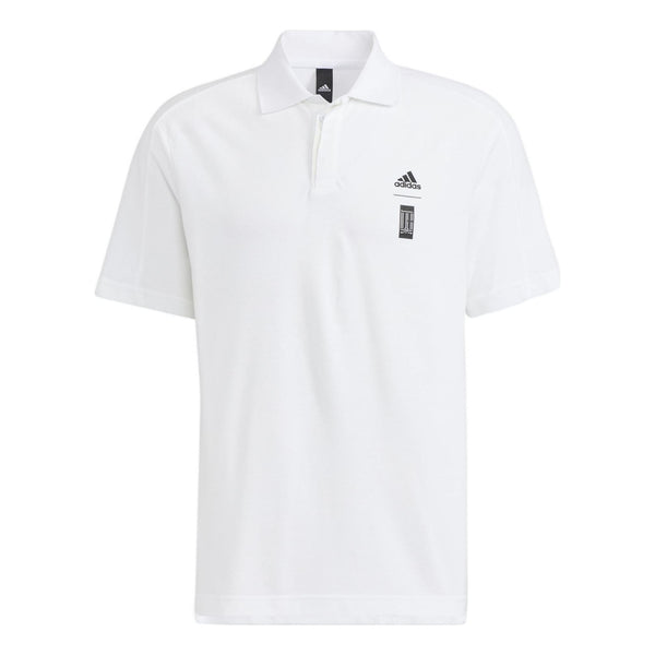 

Футболка Men's adidas Wj Mh Polo Solid Color Chest Brand Logo Printing Short Sleeve White Polo Shirt, белый