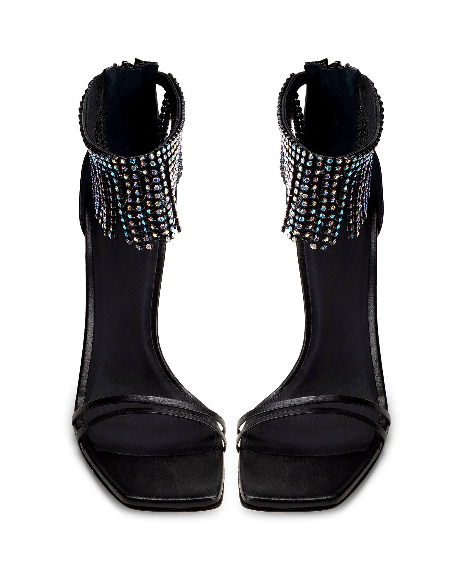 Сандалии Leather Sandals With Rhinestone Embellishment 8 By Yoox, черный — фото 3