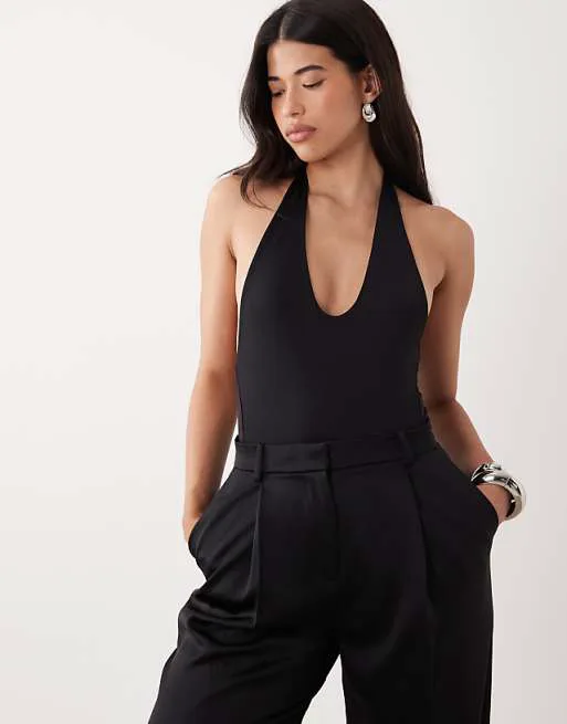 

Черное боди из полиамида ASOS DESIGN Scoop