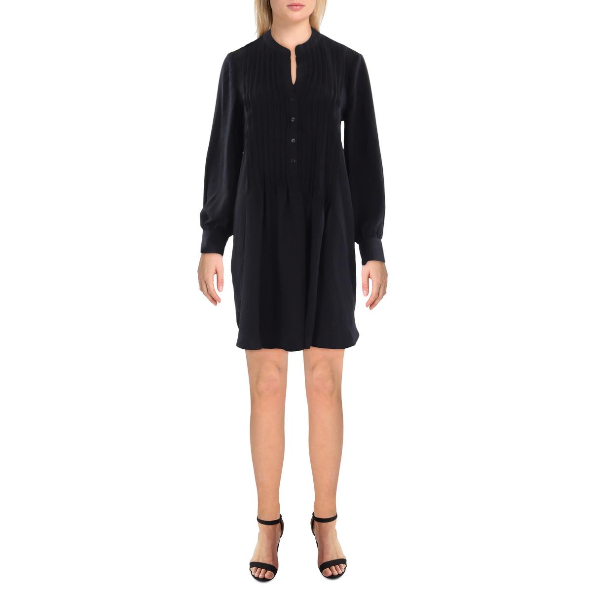 

Женское мини-платье-рубашка с защипами Vince Camuto, цвет rich black