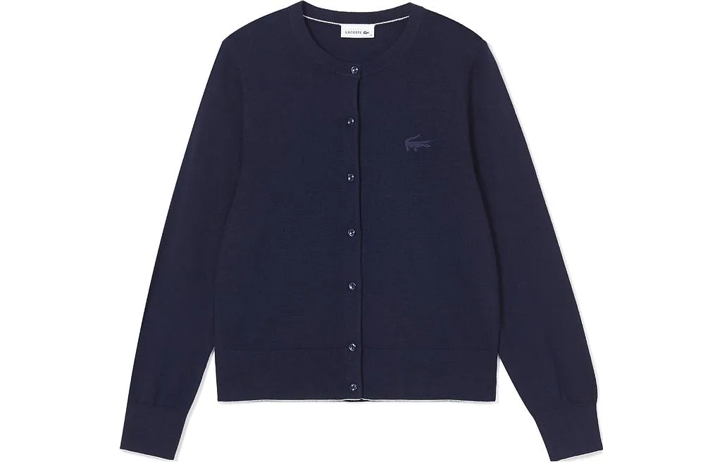 Женский кардиган LACOSTE 166, с круглым вырезом, темно-синий — фото 3