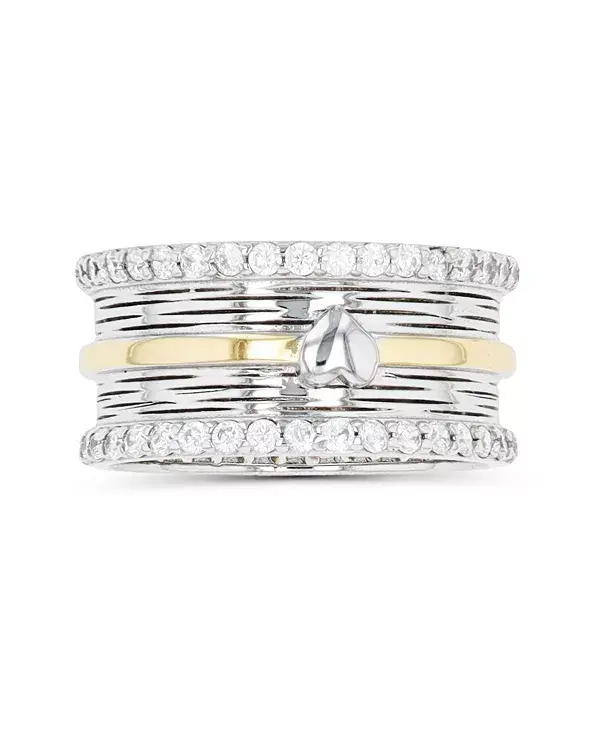 

Кольцо с двухцветным полированным сердцем из кубического циркония Macy'S, silver