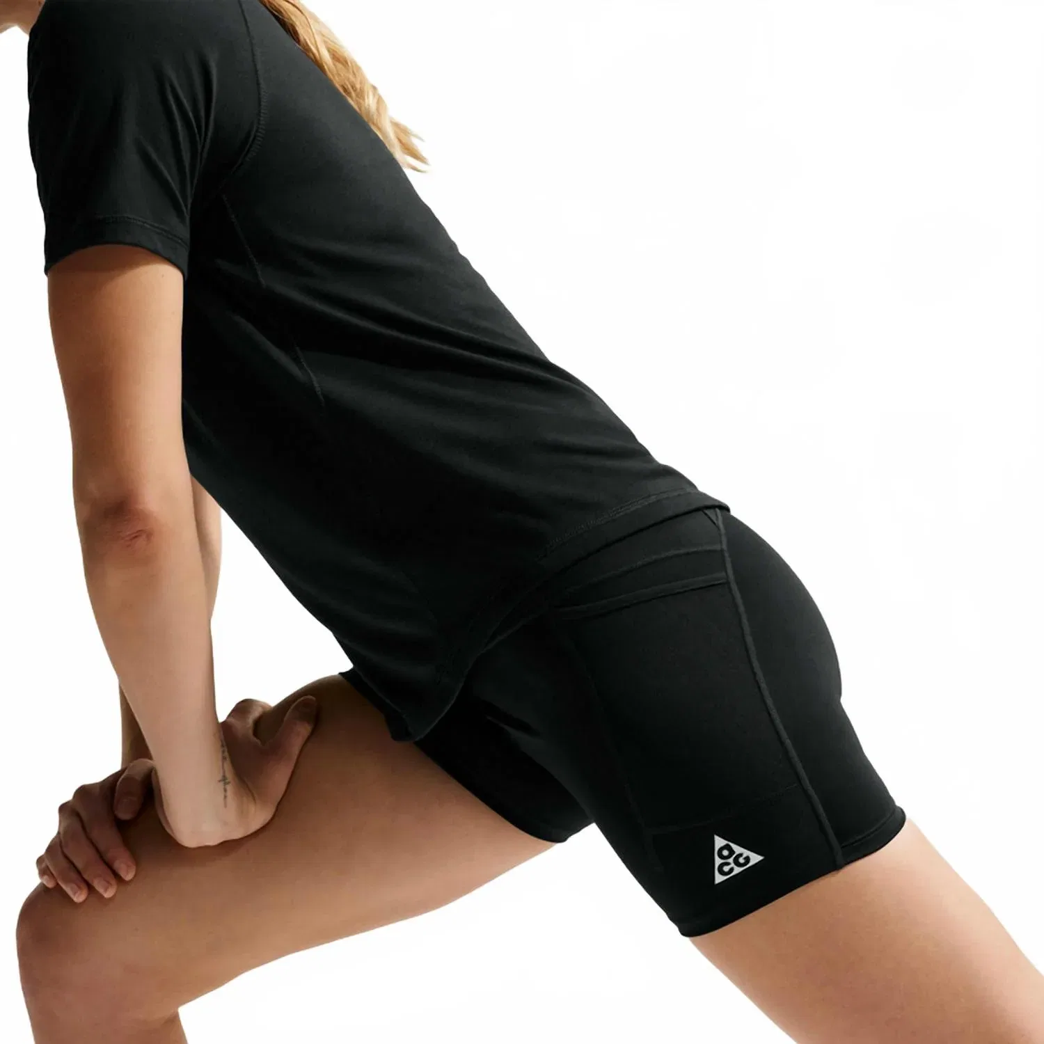 Беговые шорты Dri-Fit с высокой талией для трейлраннинга, черно-белые Nike, Black/Summit White — фото 4