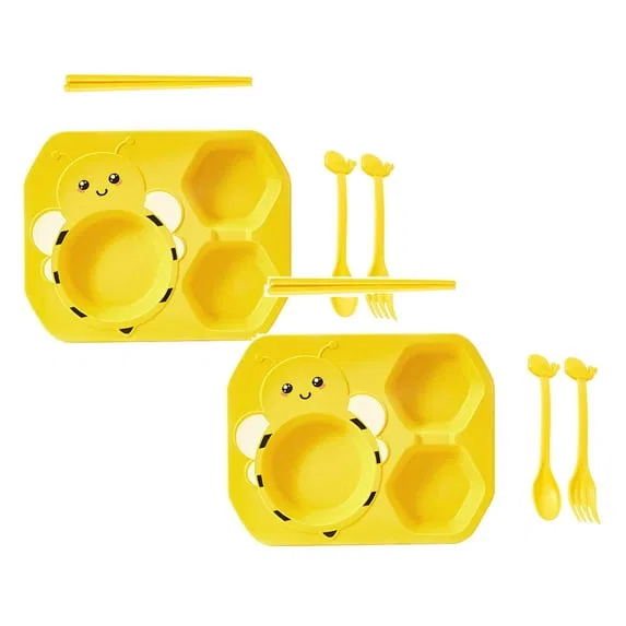 Детская тарелка Little Bee, набор посуды, Hxoliqit, yellow